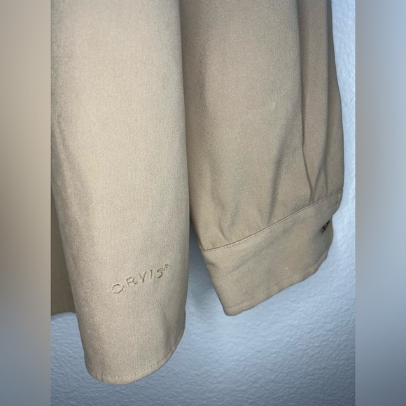 Orvis Ruffle Front Button Down Blouse Tan | Size 12 - Picture 4 of 5